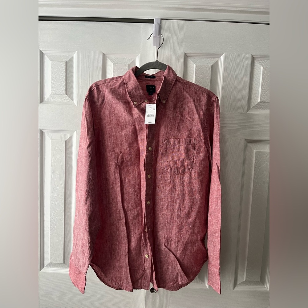 Men’s pink/ red j. Crew shirt, size medium